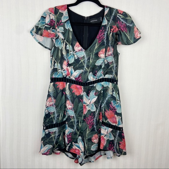 Sexy Floral MINKPINK V Neck Romper Small - Picture 1 of 8